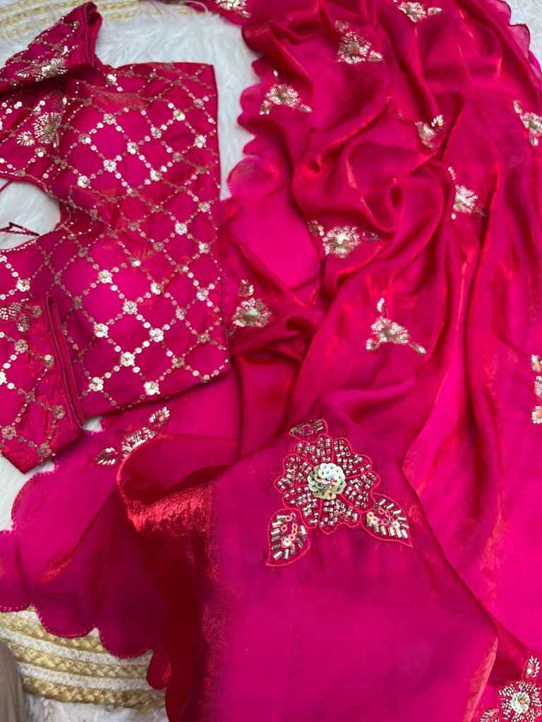 FENDI SATIN HEAVY BEETS AND SEQUENCE SAREE AT WHOLESALE PRICE