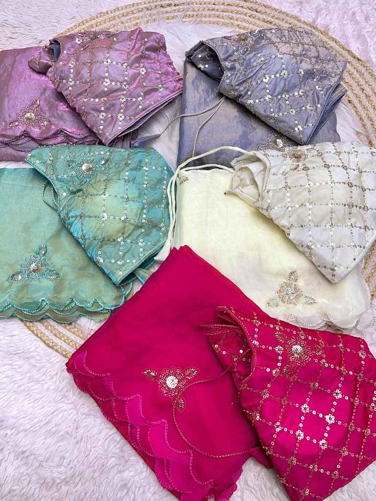 FENDI SATIN HEAVY BEETS AND SEQUENCE SAREE AT WHOLESALE PRICE