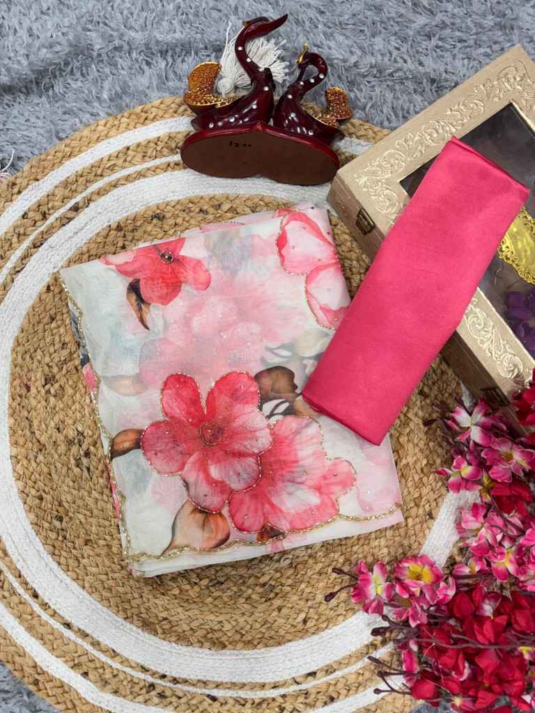 SOFT TEBBY SILK FLORAL PRINTED HANDWORK SAREE AT WHOLESALE PRICE 