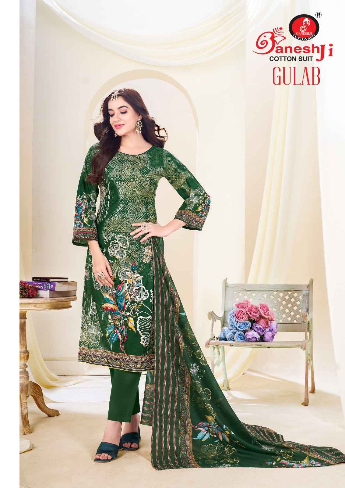 GANESHJI GULAB VOL-01 PURE HEAVY SOFT COTTON DRESS MATERIAL AT WHOLESALE PRICE