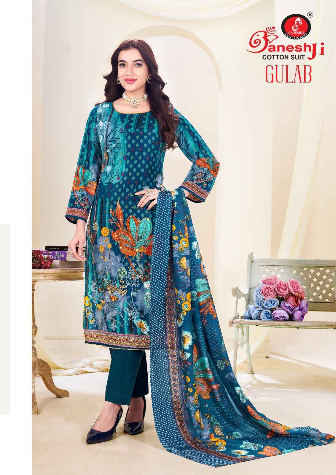 GANESHJI GULAB VOL-01 PURE HEAVY SOFT COTTON DRESS MATERIAL AT WHOLESALE PRICE