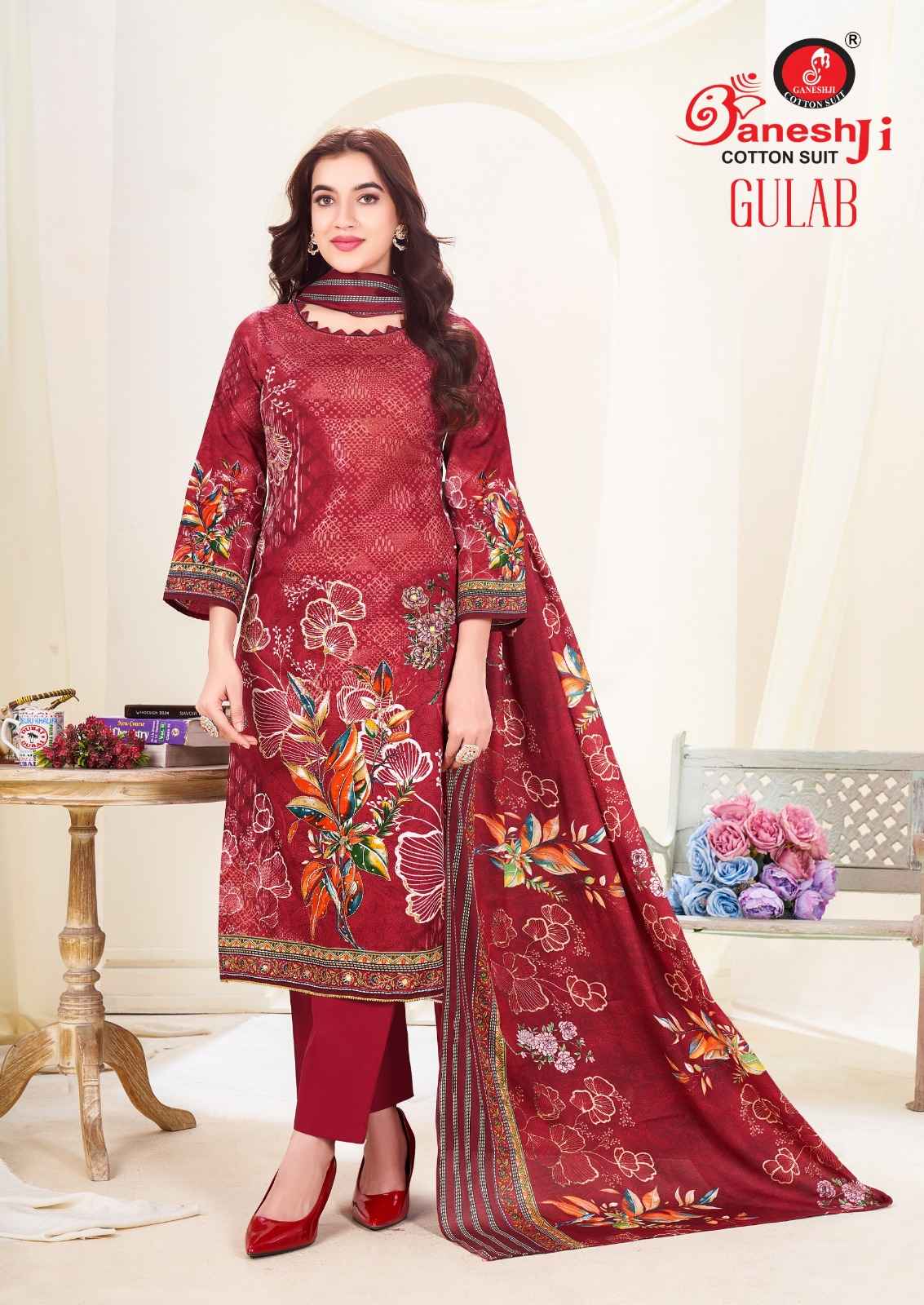 GANESHJI GULAB VOL-01 PURE HEAVY SOFT COTTON DRESS MATERIAL AT WHOLESALE PRICE