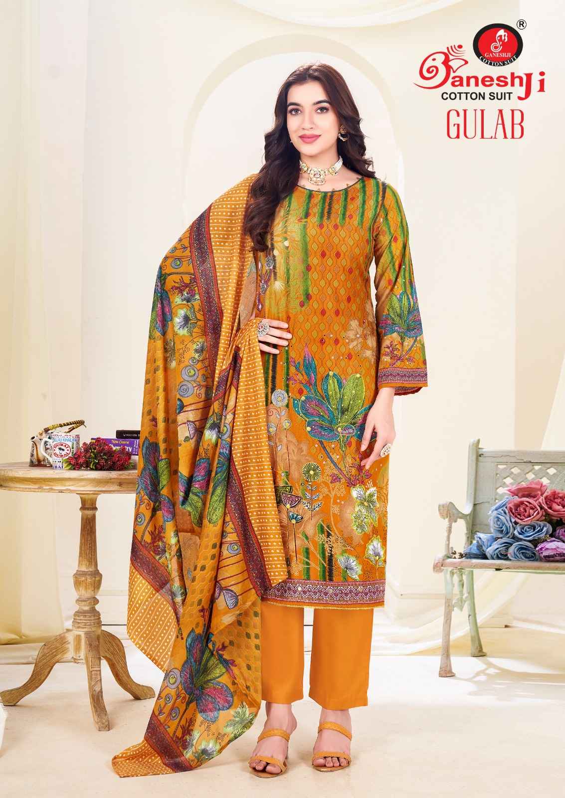 GANESHJI GULAB VOL-01 PURE HEAVY SOFT COTTON DRESS MATERIAL AT WHOLESALE PRICE