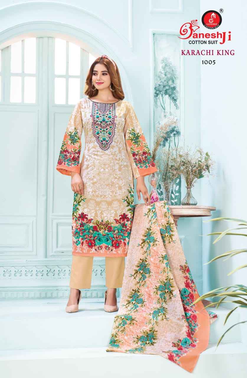 GANESHJI KARACHI KING VOL-01 SOFT COTTON DRESS MATERIAL AT WHOLESALE PRICE