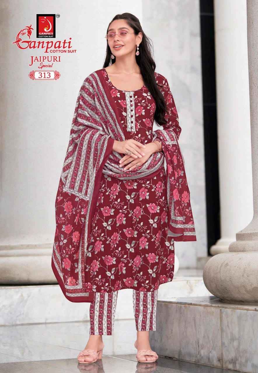 GANPATI JAIPURI SPECIAL VOL-15 HEAVY COTTON PRINTED DRESS MATERIAL AT WHOLESALE PRICE