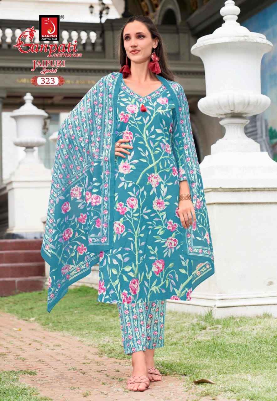 GANPATI JAIPURI SPECIAL VOL-15 HEAVY COTTON PRINTED DRESS MATERIAL AT WHOLESALE PRICE
