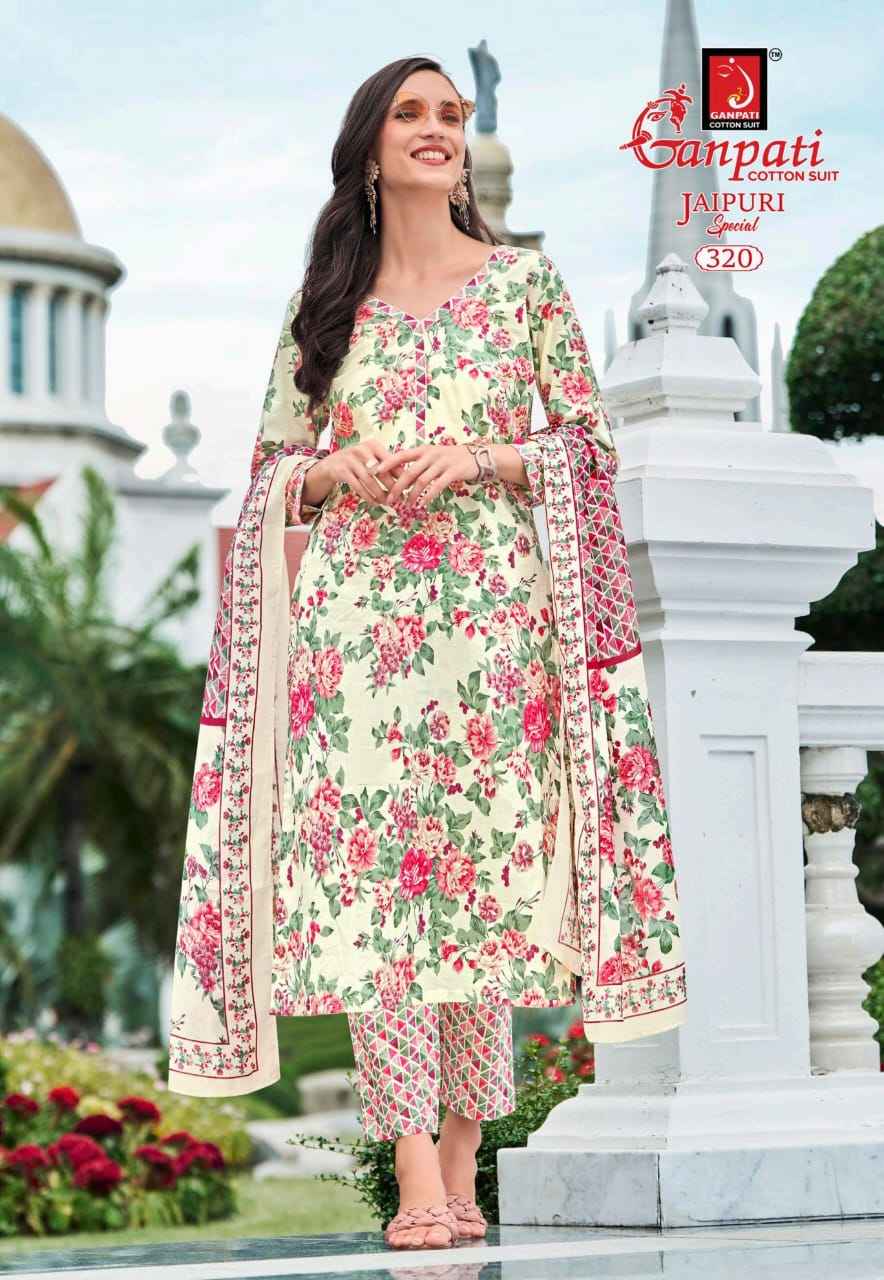 GANPATI JAIPURI SPECIAL VOL-15 HEAVY COTTON PRINTED DRESS MATERIAL AT WHOLESALE PRICE