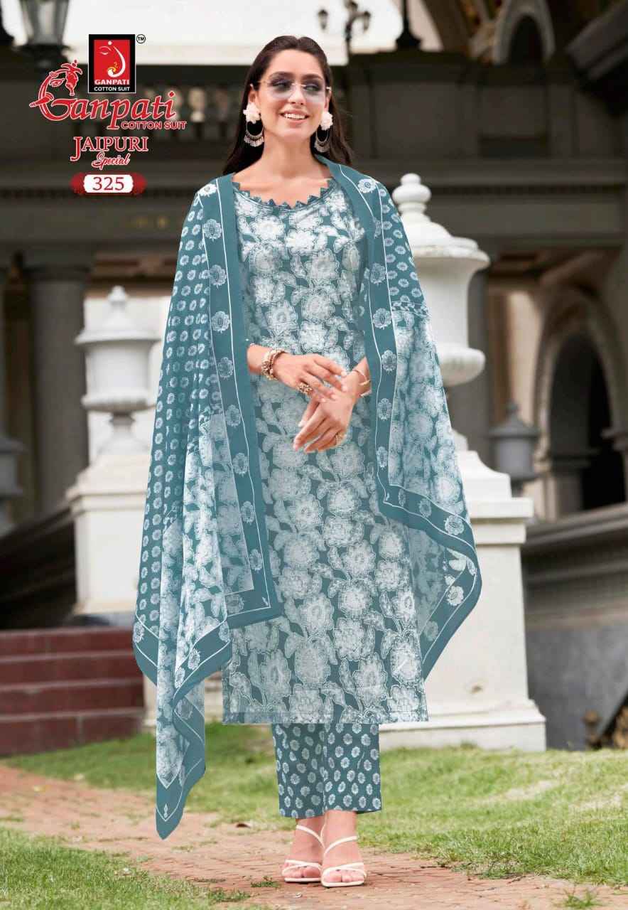 GANPATI JAIPURI SPECIAL VOL-15 HEAVY COTTON PRINTED DRESS MATERIAL AT WHOLESALE PRICE