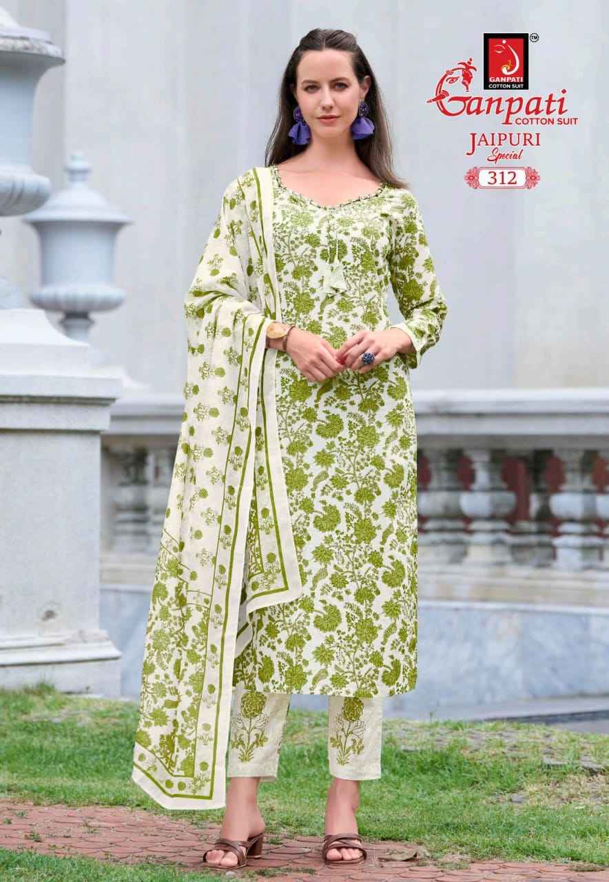 GANPATI JAIPURI SPECIAL VOL-15 HEAVY COTTON PRINTED DRESS MATERIAL AT WHOLESALE PRICE