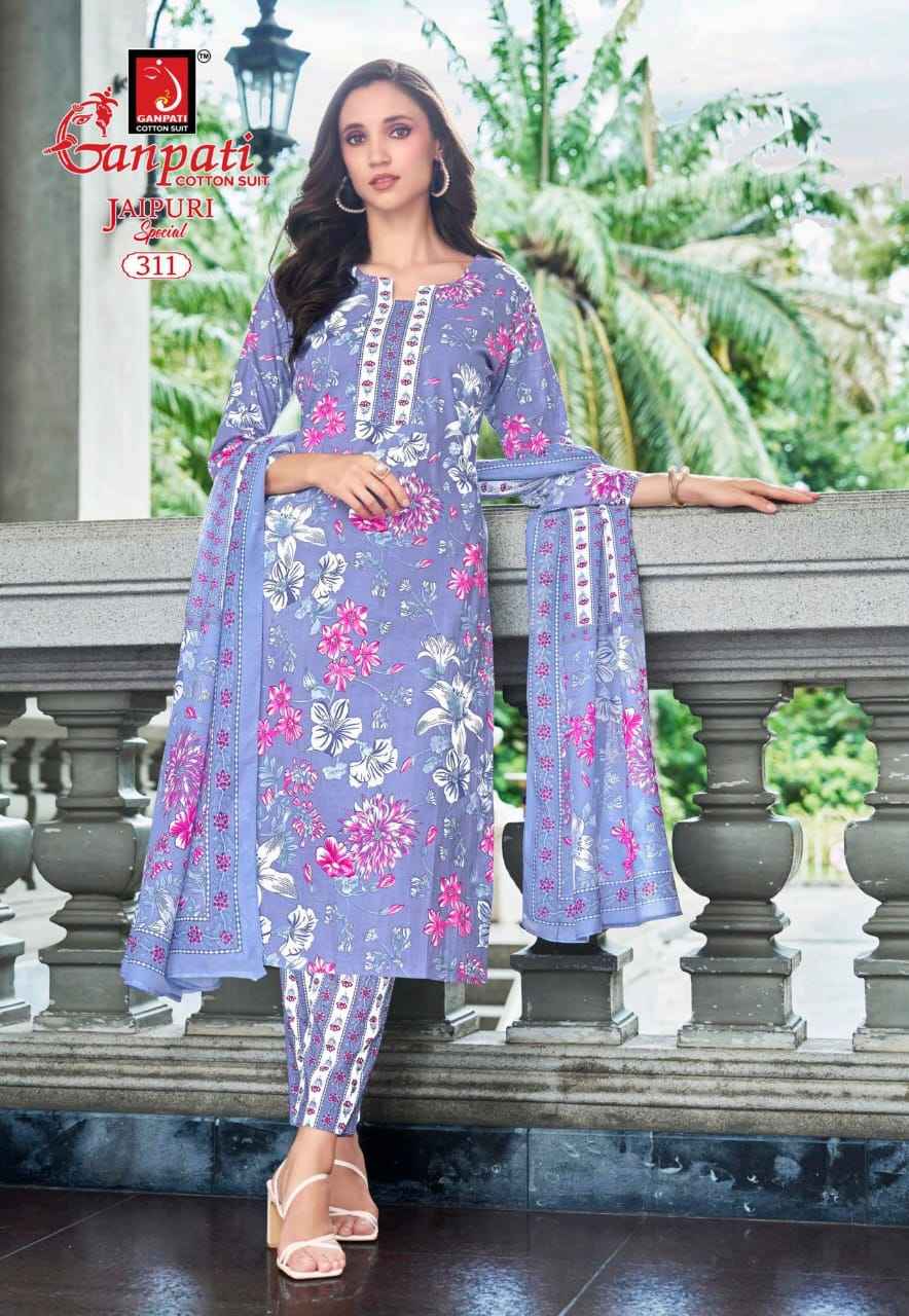 GANPATI JAIPURI SPECIAL VOL-15 HEAVY COTTON PRINTED DRESS MATERIAL AT WHOLESALE PRICE