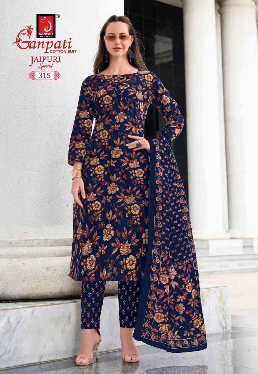 GANPATI JAIPURI SPECIAL VOL-15 HEAVY COTTON PRINTED DRESS MATERIAL AT WHOLESALE PRICE
