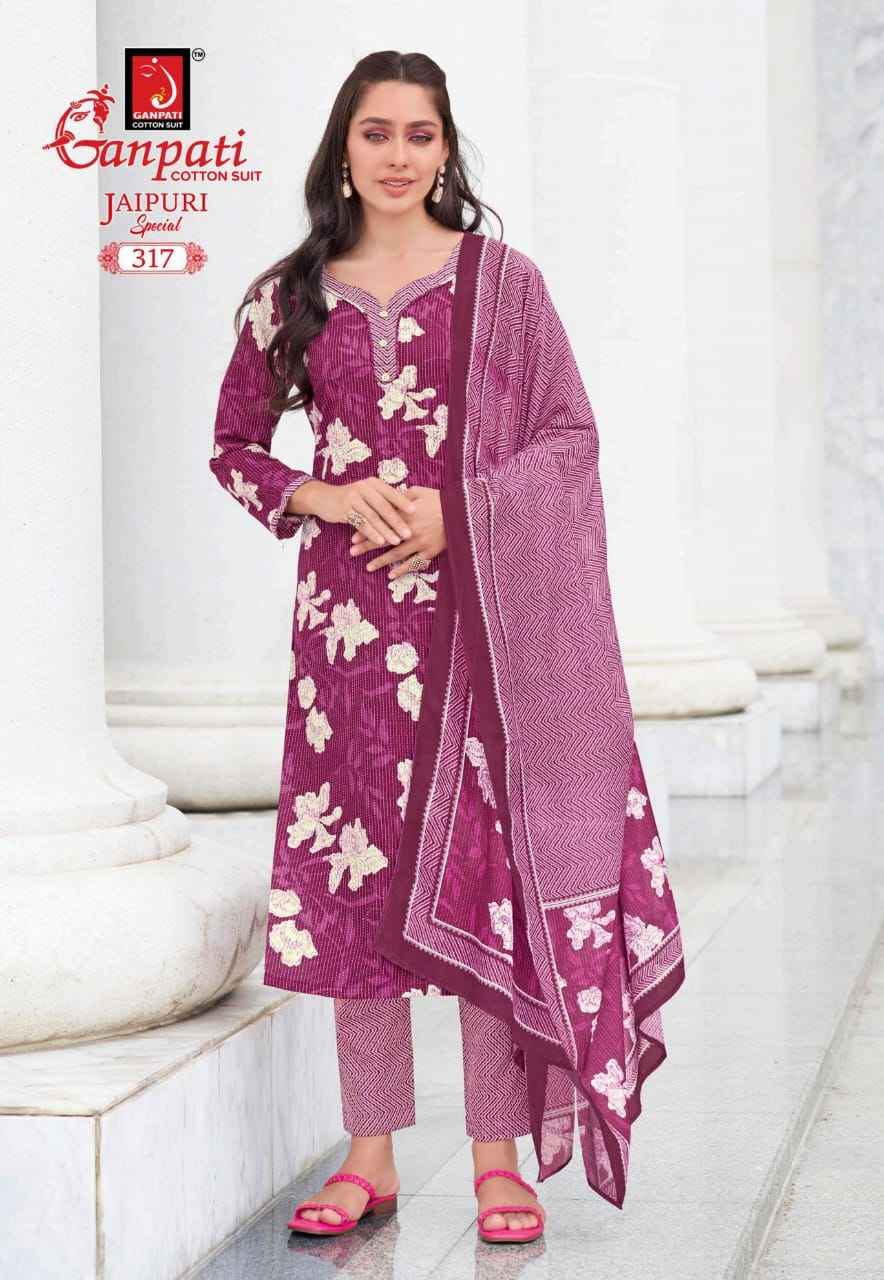 GANPATI JAIPURI SPECIAL VOL-15 HEAVY COTTON PRINTED DRESS MATERIAL AT WHOLESALE PRICE