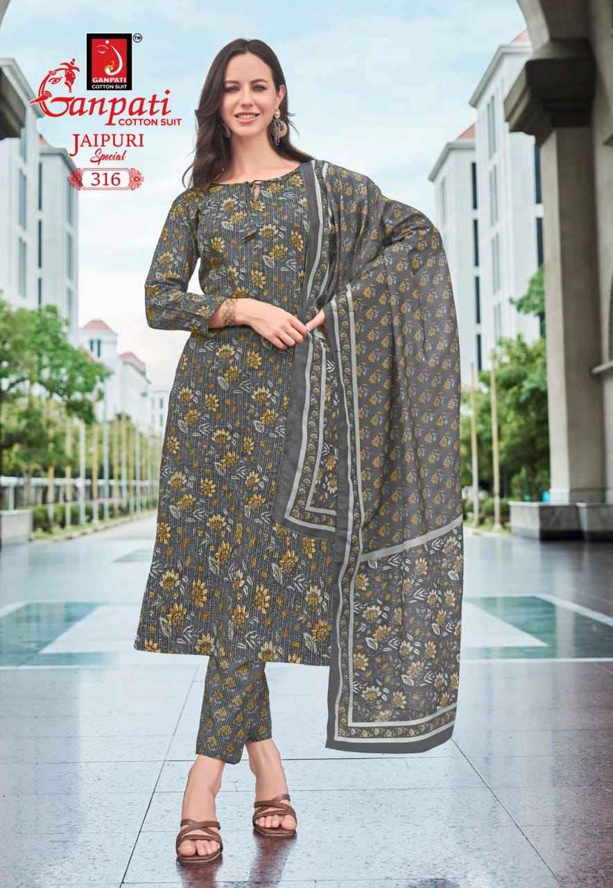 GANPATI JAIPURI SPECIAL VOL-15 HEAVY COTTON PRINTED DRESS MATERIAL AT WHOLESALE PRICE