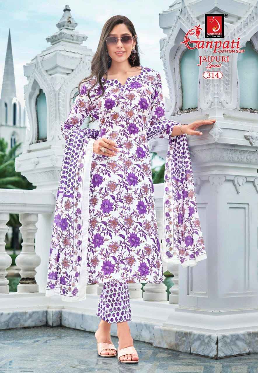 GANPATI JAIPURI SPECIAL VOL-15 HEAVY COTTON PRINTED DRESS MATERIAL AT WHOLESALE PRICE