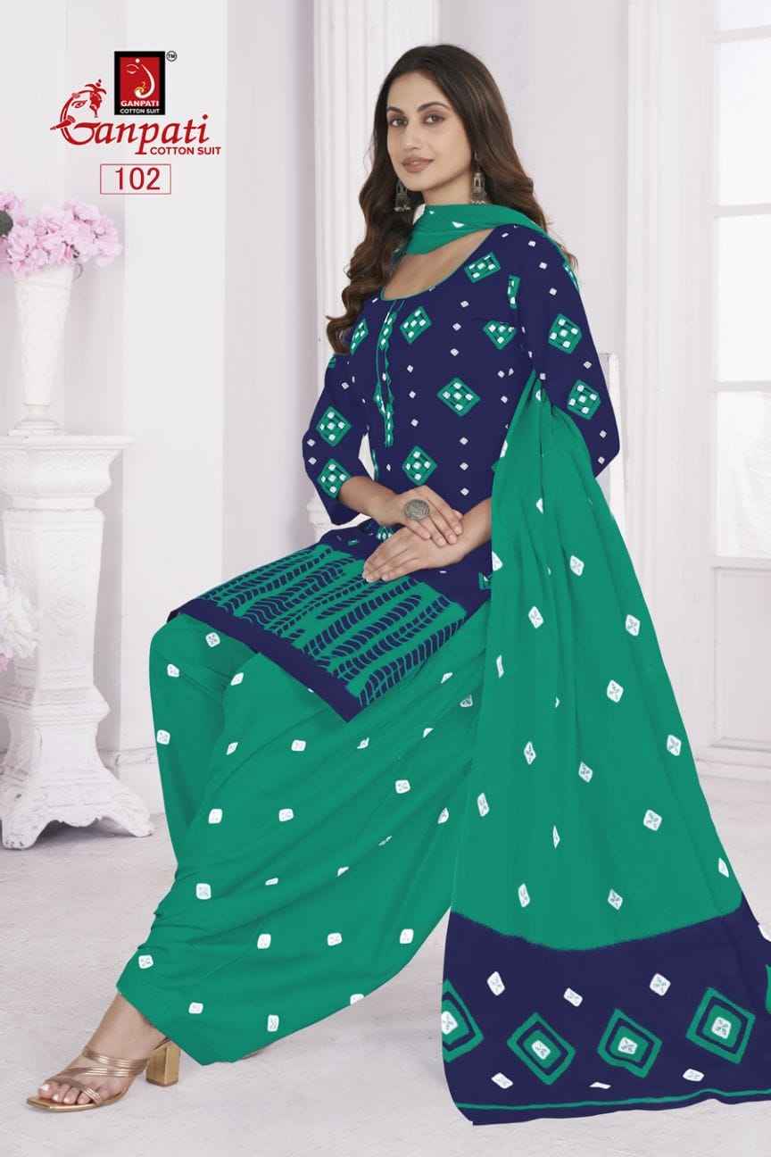 GANPATI SHIBORI SPECIAL VOL-01 HEAVY COTTON PRINTED DRESS MATERIAL AT WHOLESALE PRICE