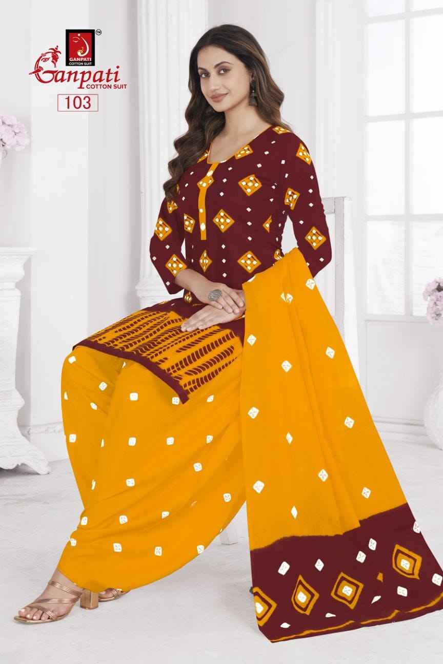 GANPATI SHIBORI SPECIAL VOL-01 HEAVY COTTON PRINTED DRESS MATERIAL AT WHOLESALE PRICE
