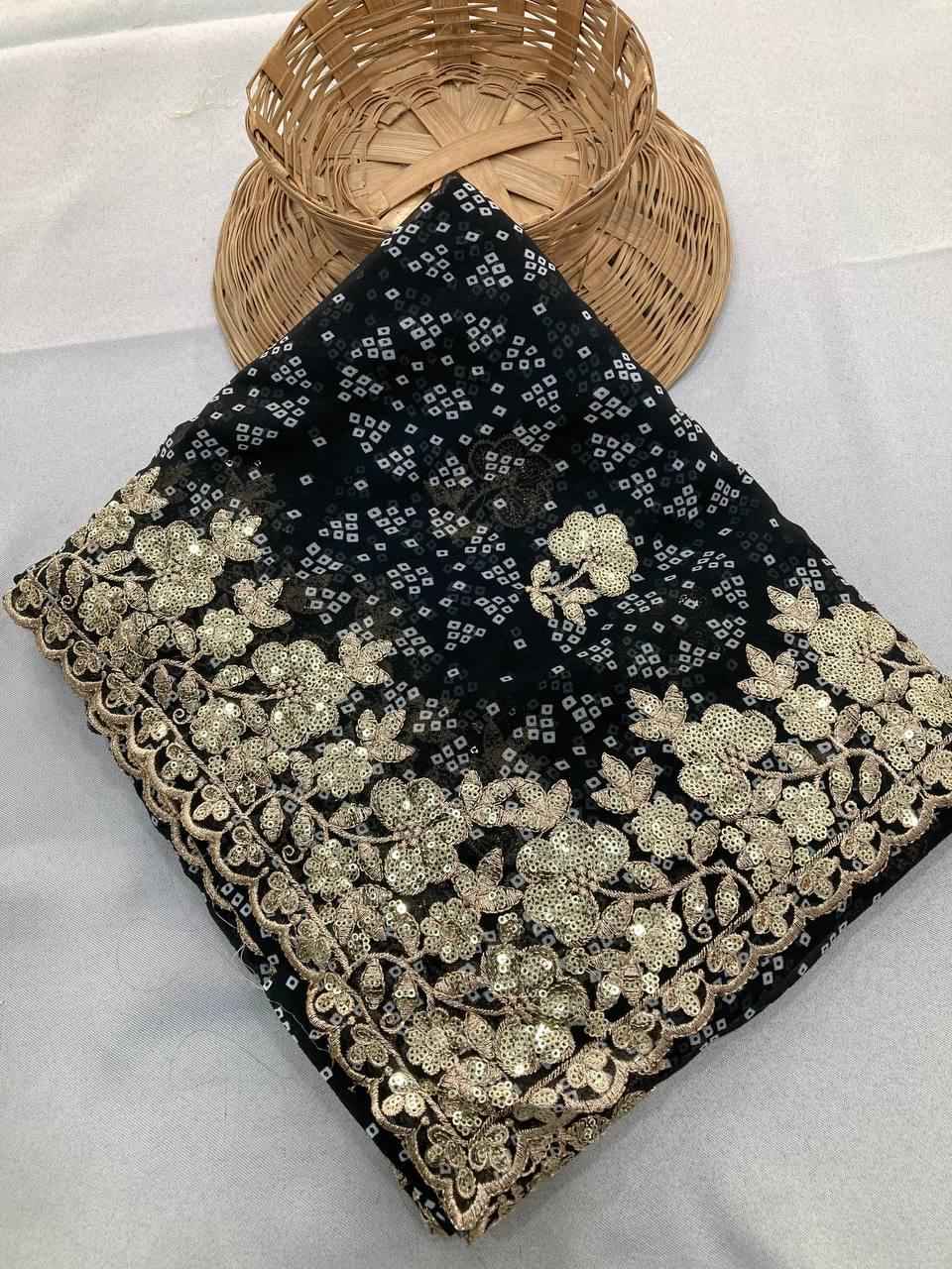 GEORGETTE BANDHEJ PRINT & SEQUINS EMBROIDERY SAREE AT WHOLESALE PRICE
