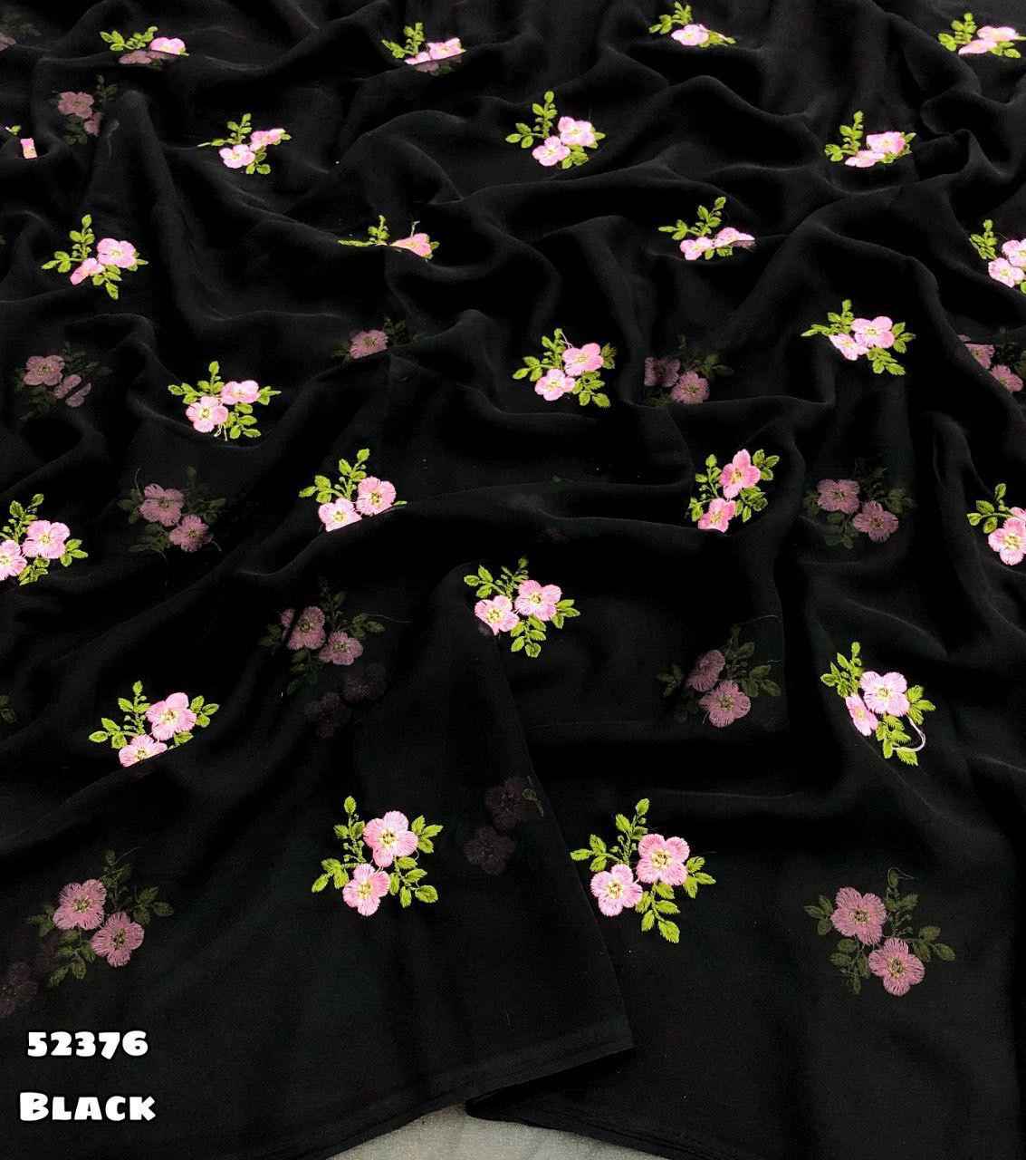 GEORGETTE FLORAL DESIGN EMBROIDERY WORK SAREE AT WHOLESALE PRICE