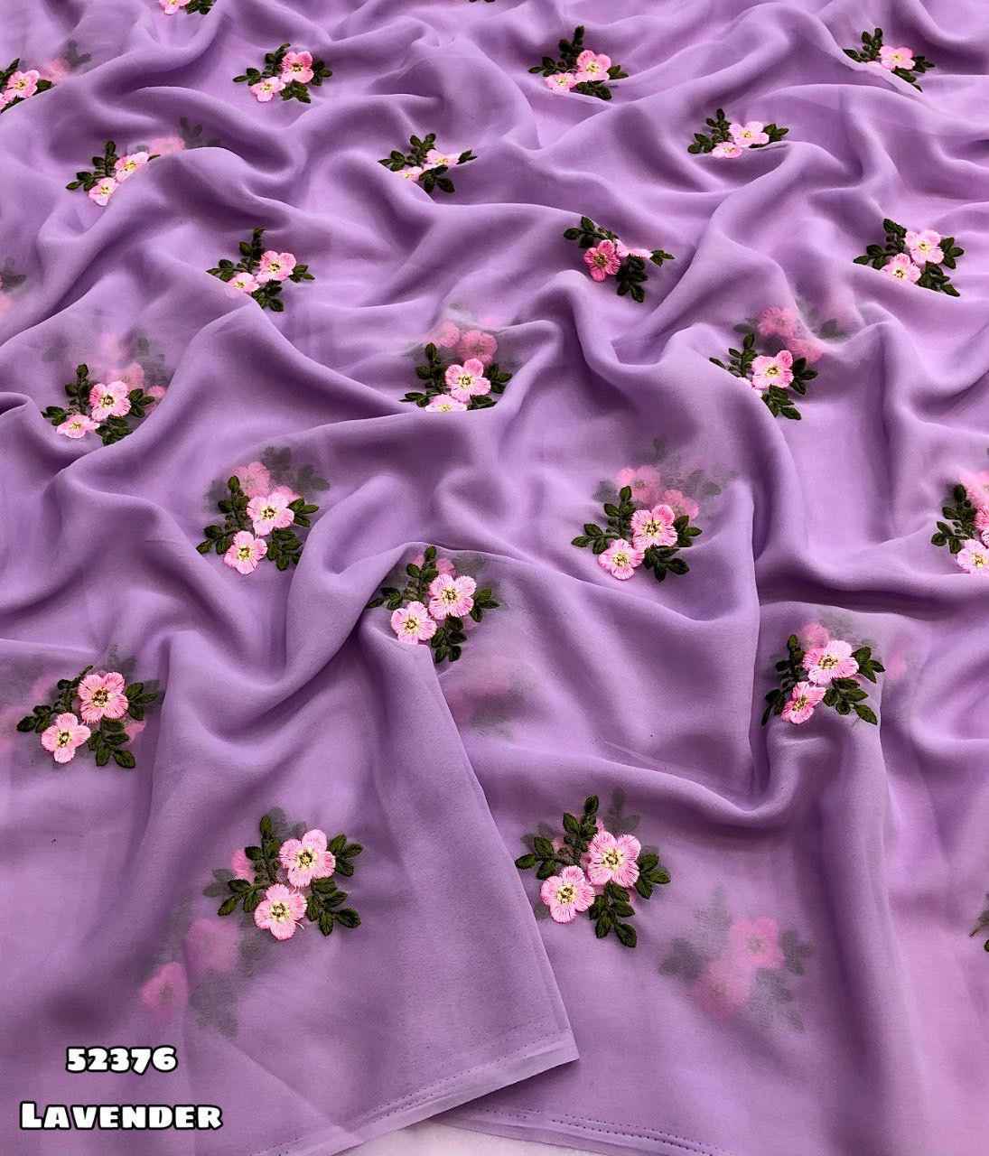 GEORGETTE FLORAL DESIGN EMBROIDERY WORK SAREE AT WHOLESALE PRICE