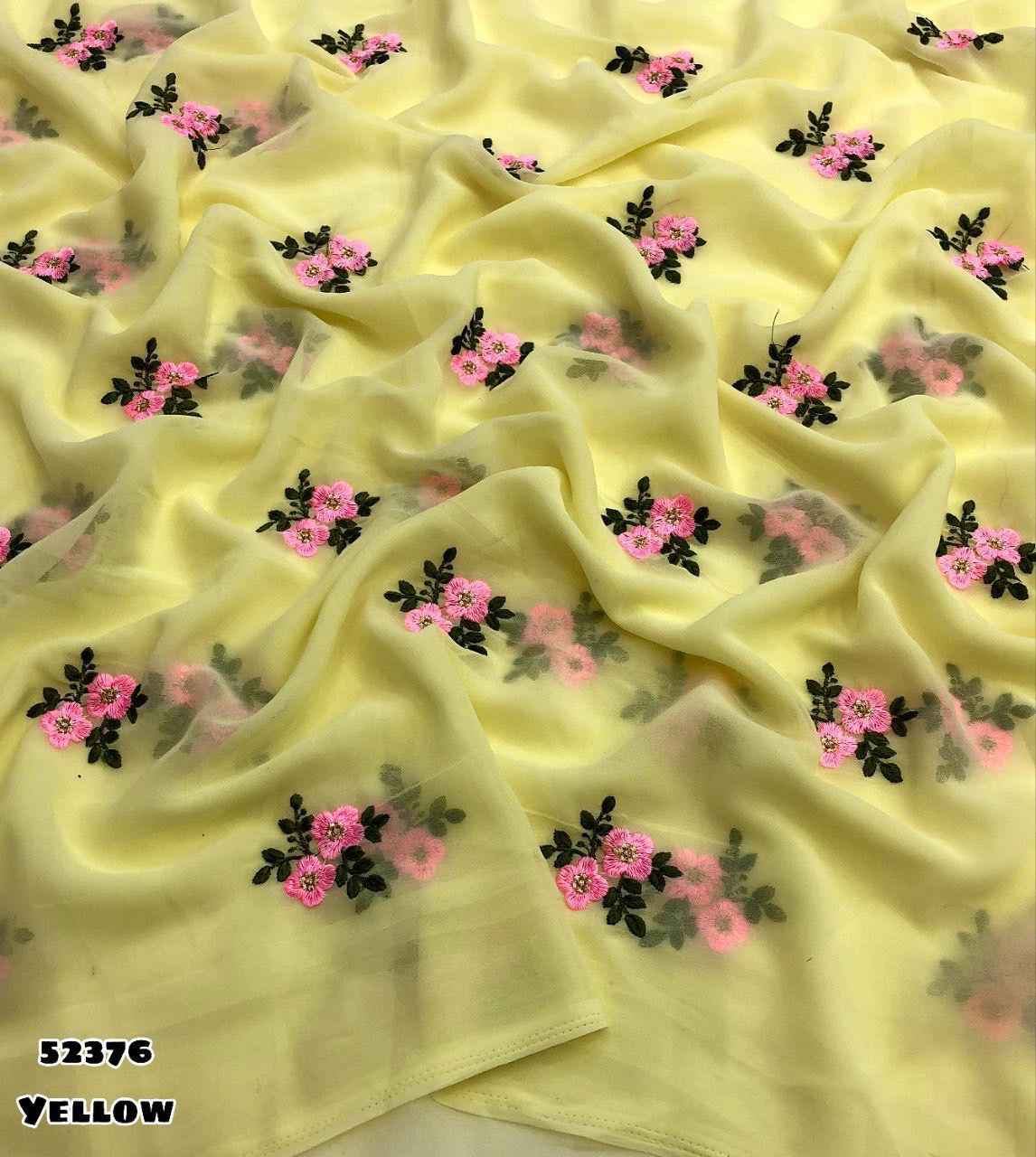 GEORGETTE FLORAL DESIGN EMBROIDERY WORK SAREE AT WHOLESALE PRICE