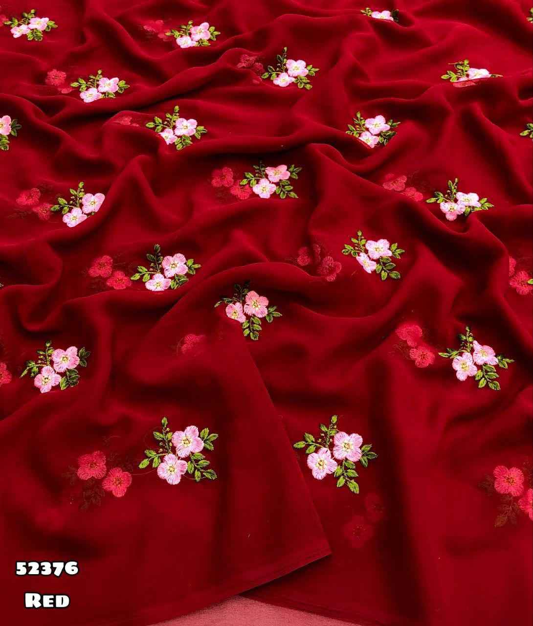 GEORGETTE FLORAL DESIGN EMBROIDERY WORK SAREE AT WHOLESALE PRICE