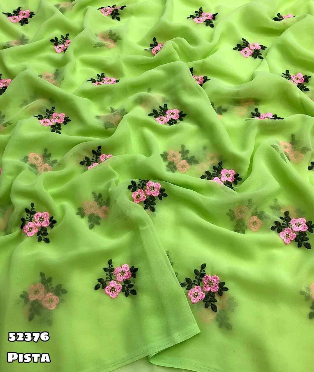 GEORGETTE FLORAL DESIGN EMBROIDERY WORK SAREE AT WHOLESALE PRICE