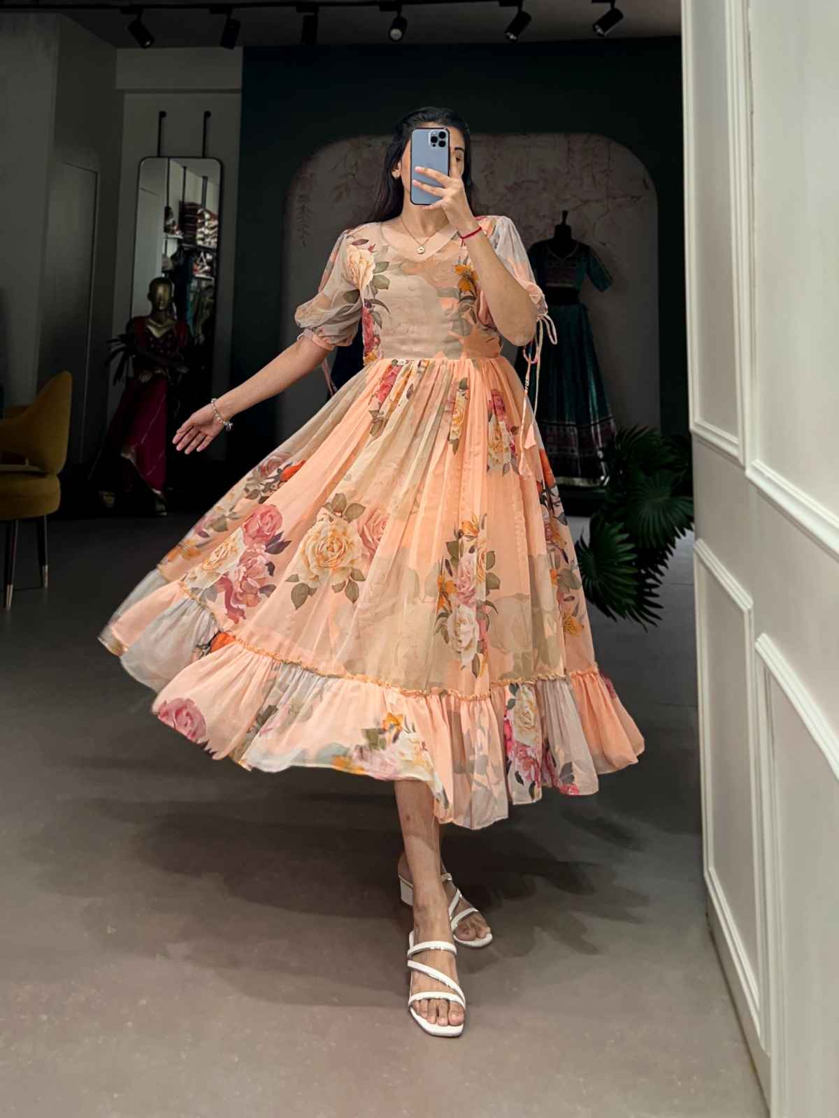 GEORGETTE FLORAL PRINTED READYMADE ONE PIECE AT WHOLESALE PRICE