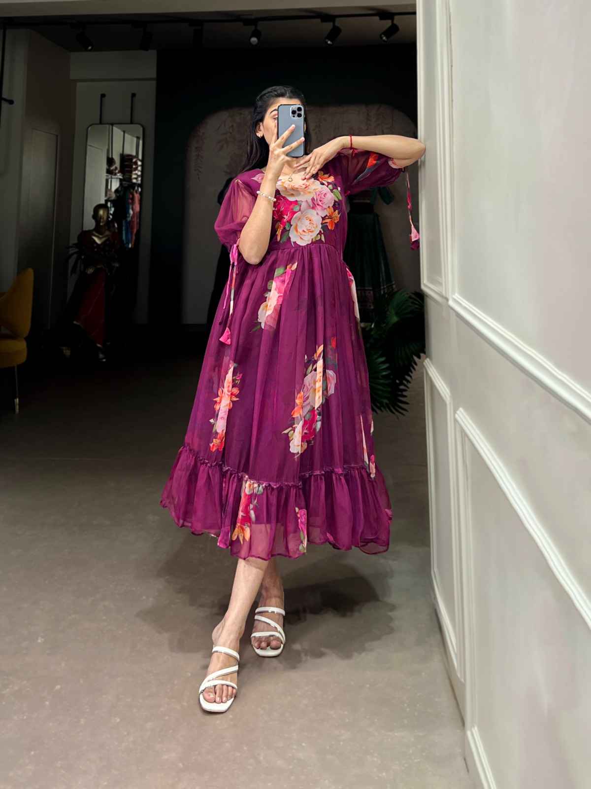 GEORGETTE FLORAL PRINTED READYMADE ONE PIECE AT WHOLESALE PRICE