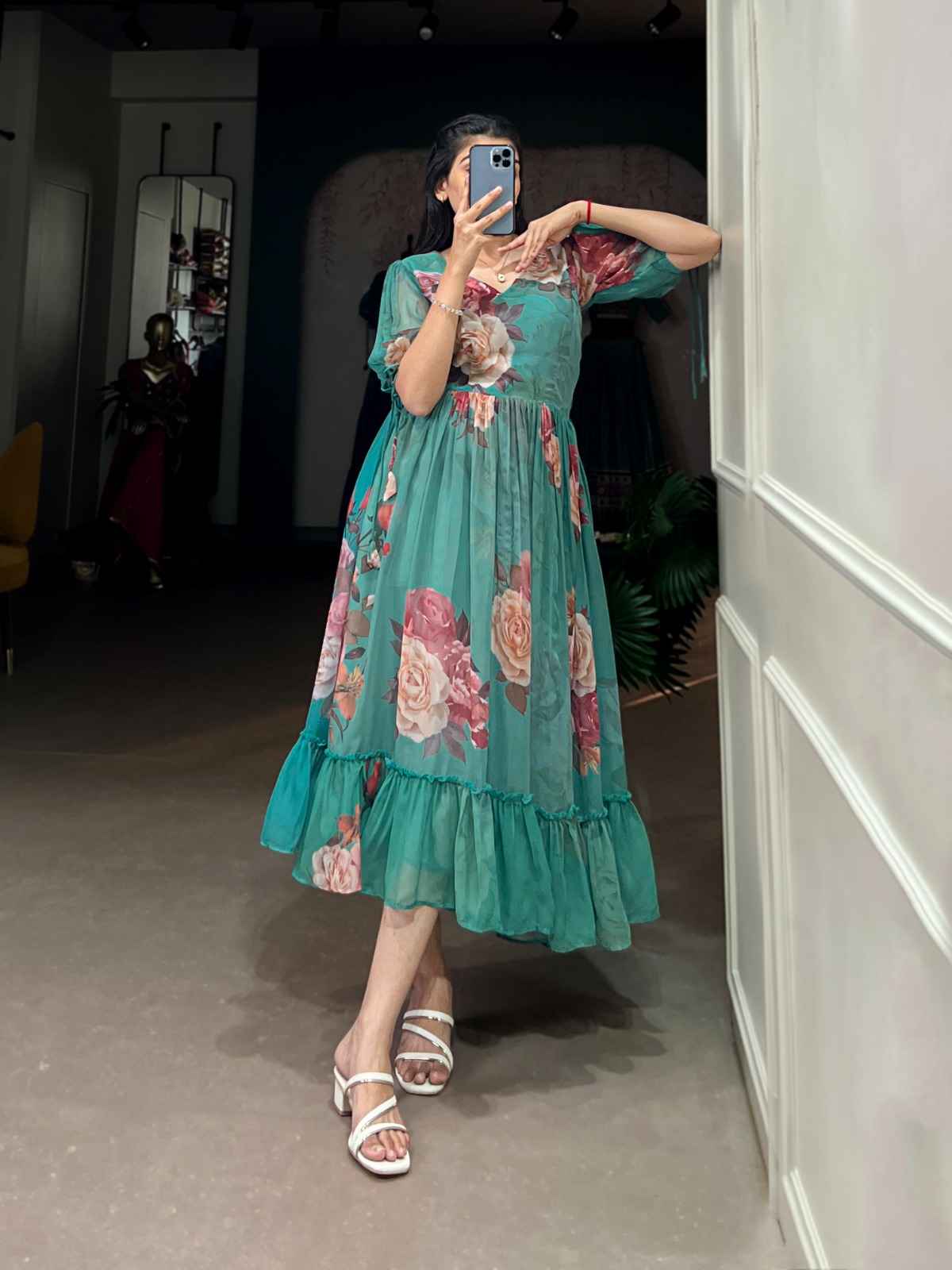 GEORGETTE FLORAL PRINTED READYMADE ONE PIECE AT WHOLESALE PRICE