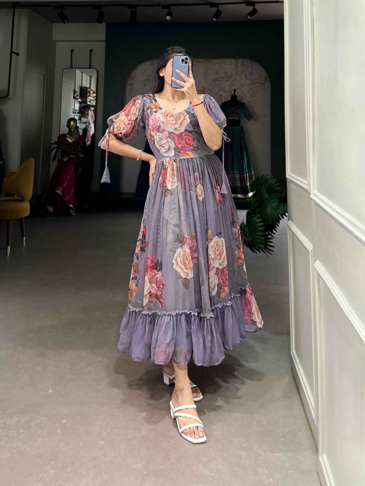 GEORGETTE FLORAL PRINTED READYMADE ONE PIECE AT WHOLESALE PRICE