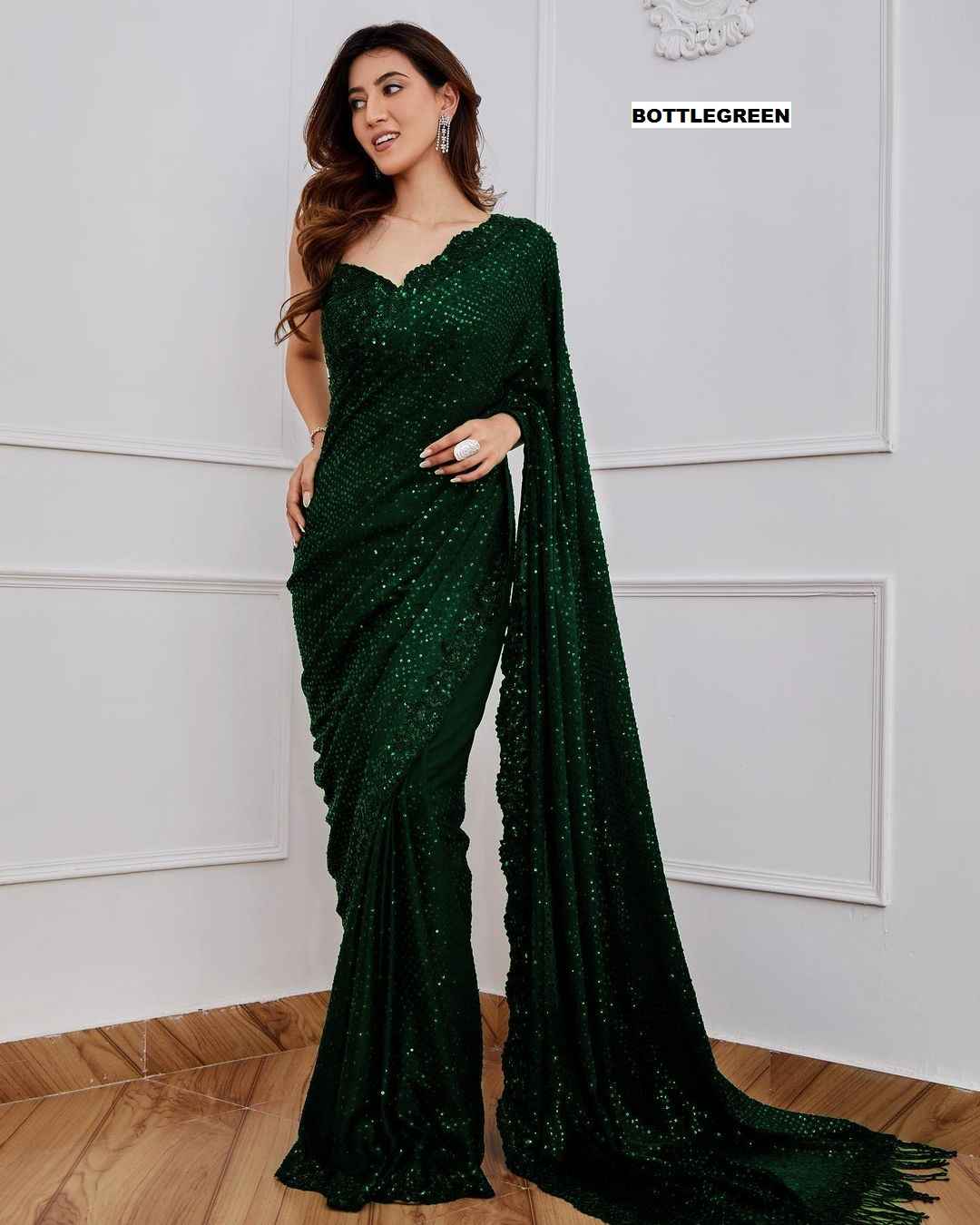 GEORGETTE SEQUENCE EMBRODERY WORK WITH CUTWORK SAREE AT WHOLESALE PRICE