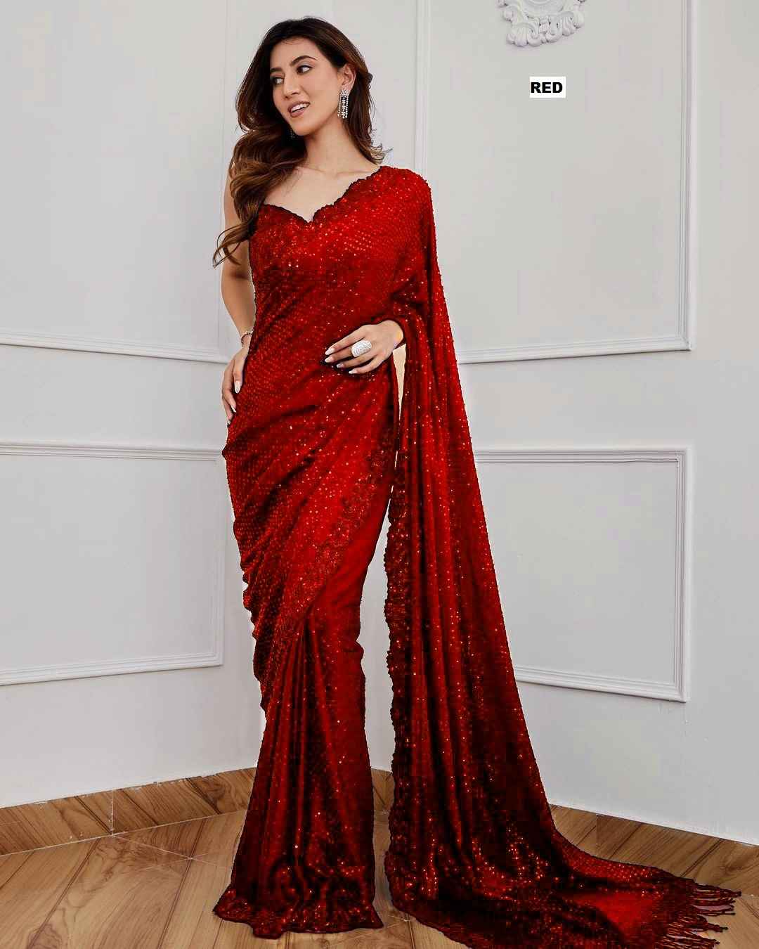 GEORGETTE SEQUENCE EMBRODERY WORK WITH CUTWORK SAREE AT WHOLESALE PRICE