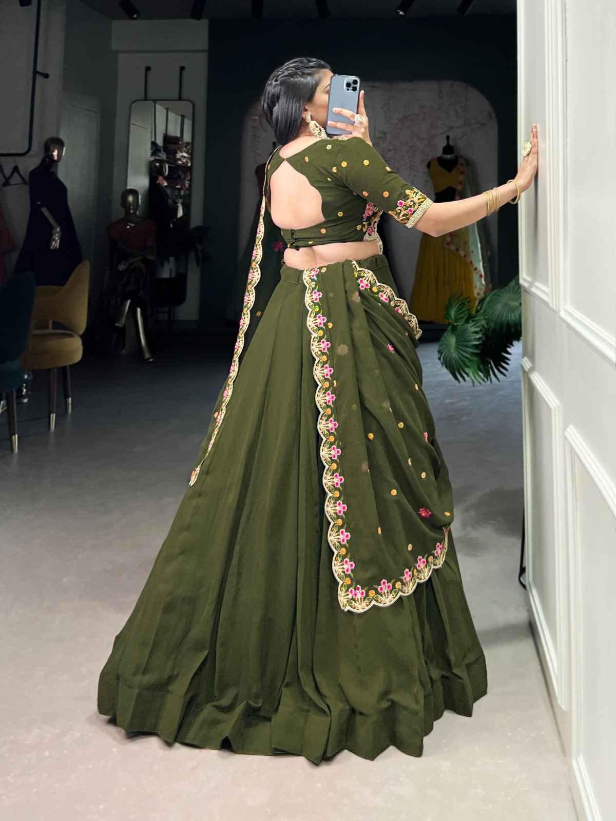 GEORGETTE SEQUINS AND THREAD EMBROIDERY LEHENGA CHOLI AT WHOLESALE PRICE