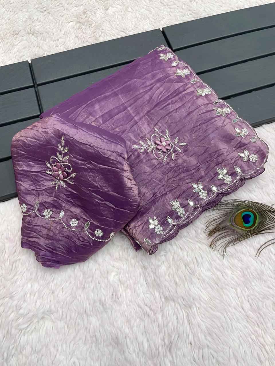 GOLD CRUSH KHATLI CUT DANA HANDWORK SAREE AT WHOLESALE PRICE