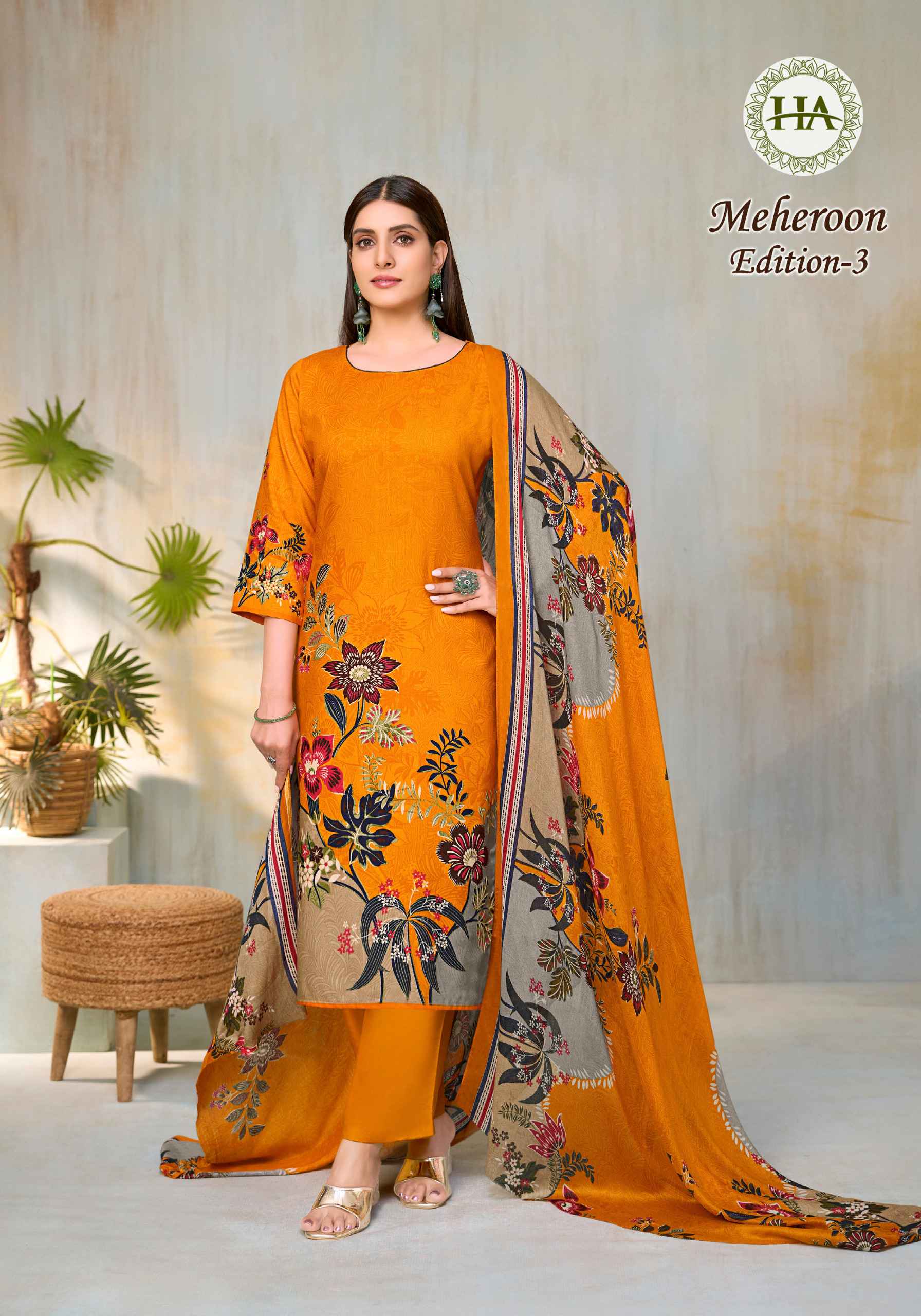 HARSHIT MRHEROON 3 PURE VISCOSE REYON DESIGNER PRINTED DRESS MATERIAL AT WHOLESALE PRICE