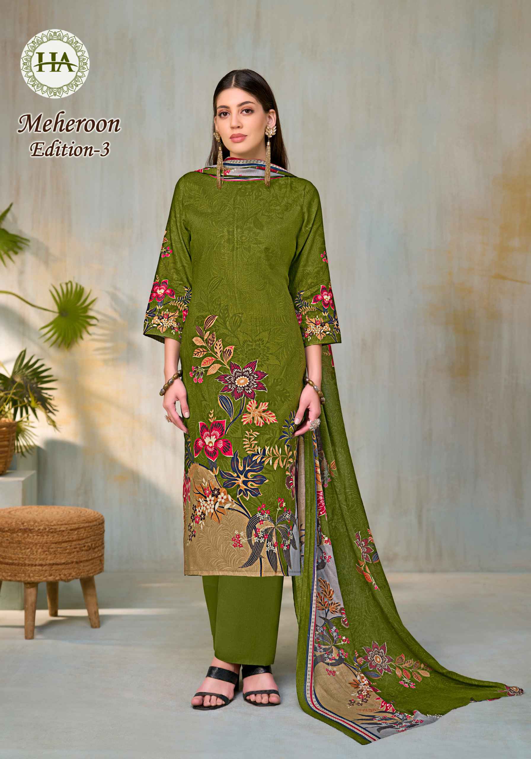 HARSHIT MRHEROON 3 PURE VISCOSE REYON DESIGNER PRINTED DRESS MATERIAL AT WHOLESALE PRICE