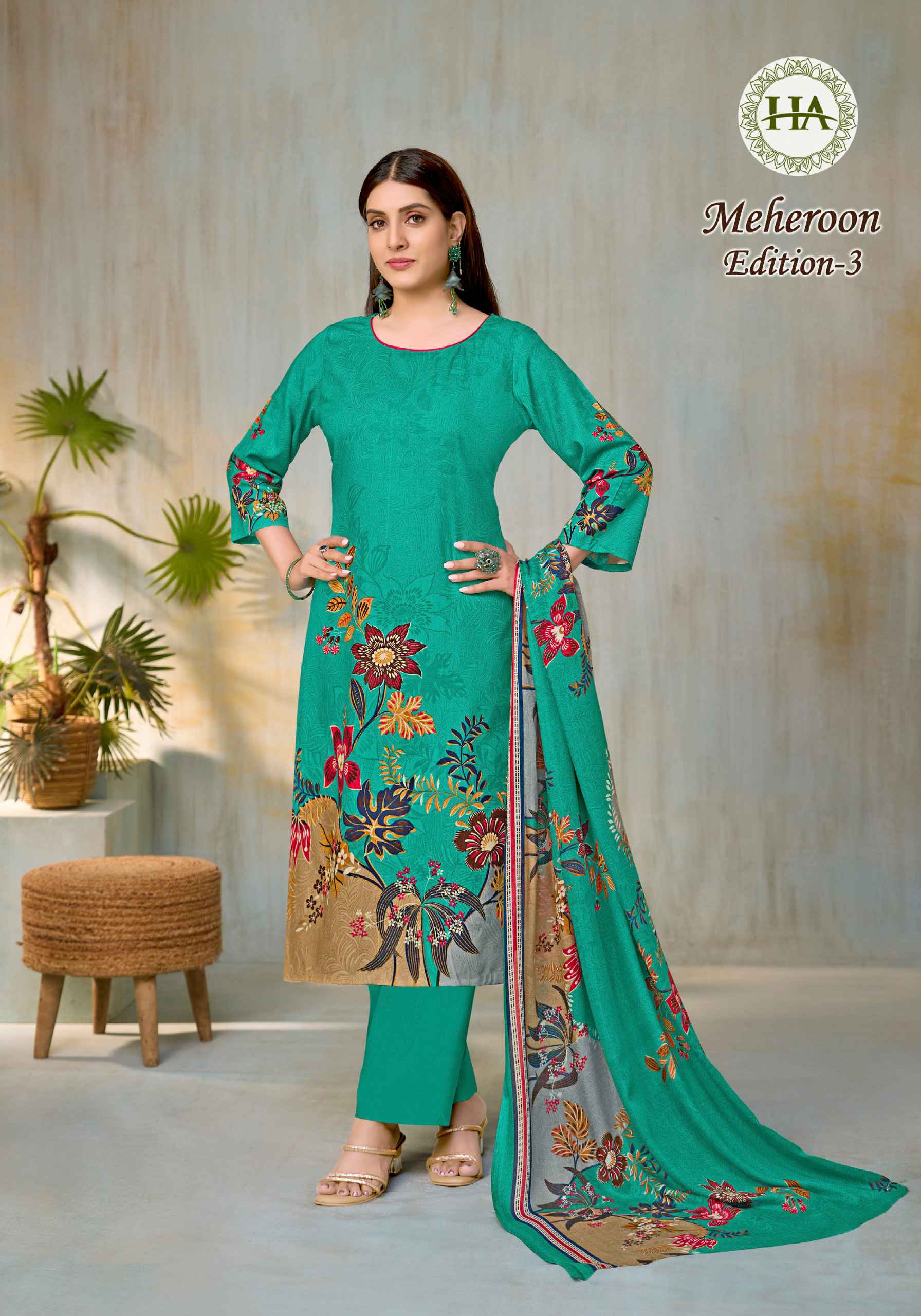 HARSHIT MRHEROON 3 PURE VISCOSE REYON DESIGNER PRINTED DRESS MATERIAL AT WHOLESALE PRICE