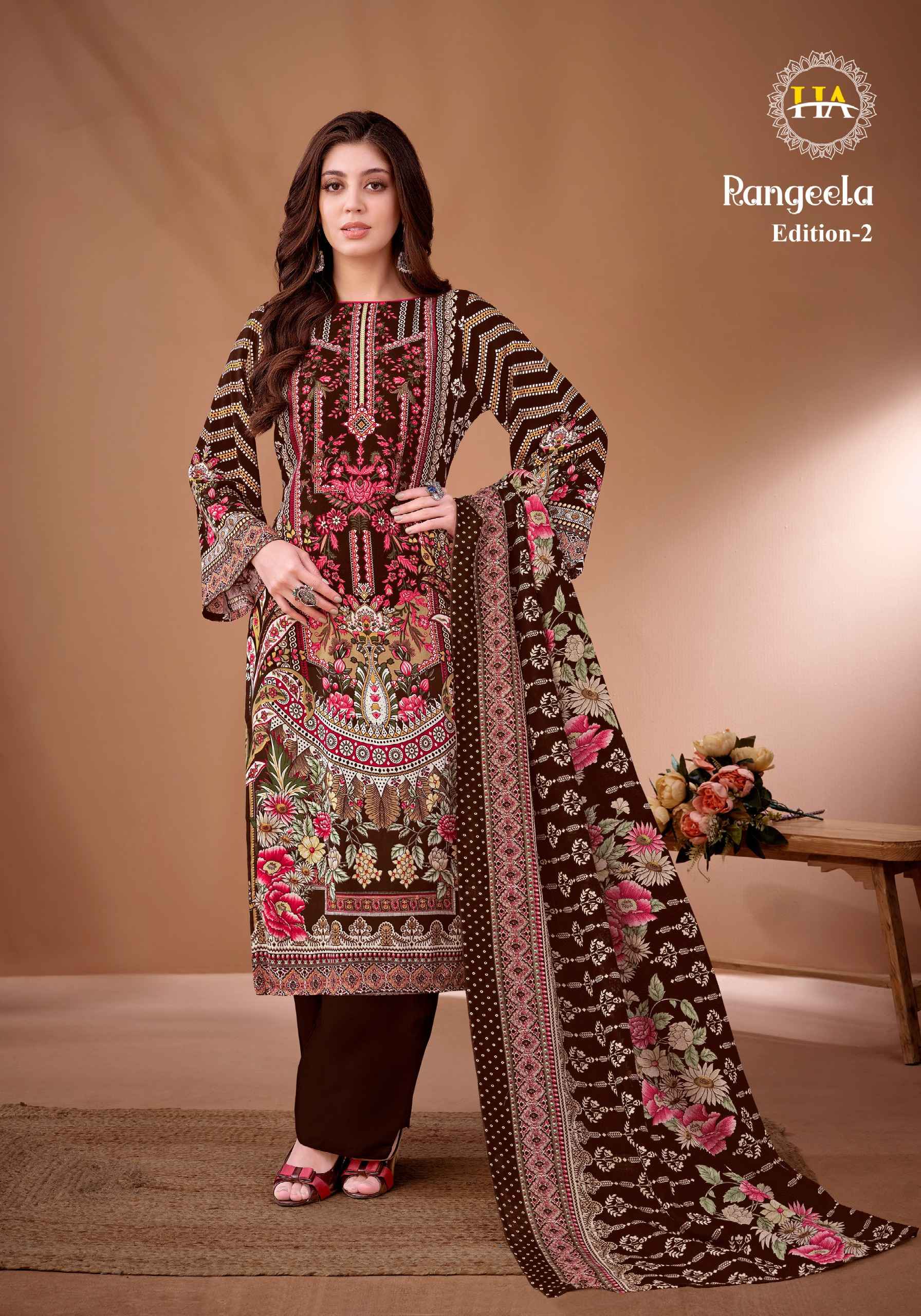 HARSHIT RANGEELA-2 PURE VISCOSE REYON PAKISTANI PRINTED DRESS MATERIAL AT WHOLESALE PRICE