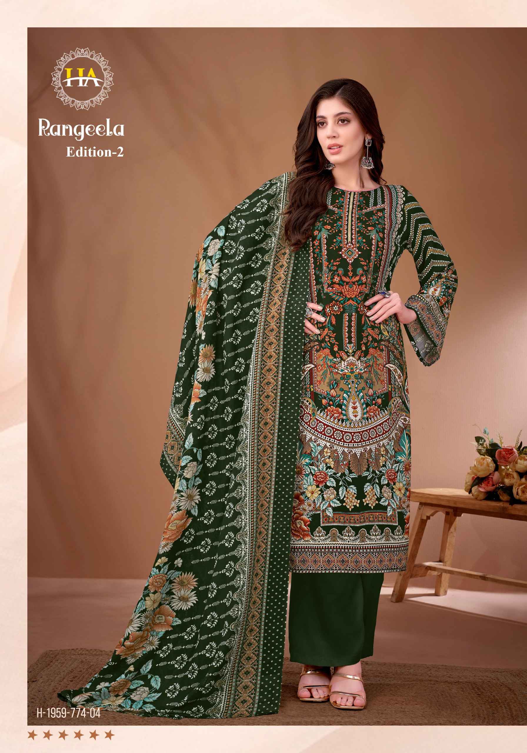 HARSHIT RANGEELA-2 PURE VISCOSE REYON PAKISTANI PRINTED DRESS MATERIAL AT WHOLESALE PRICE