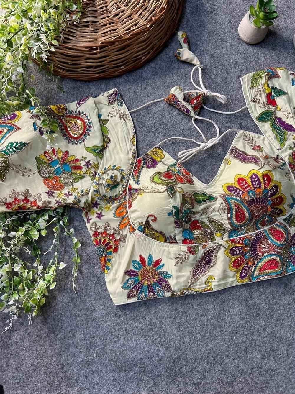 HEAVY CHINON PRINTED EXCLUSIVE WEDDING BLOUSE AT WHOLESALE PRICE