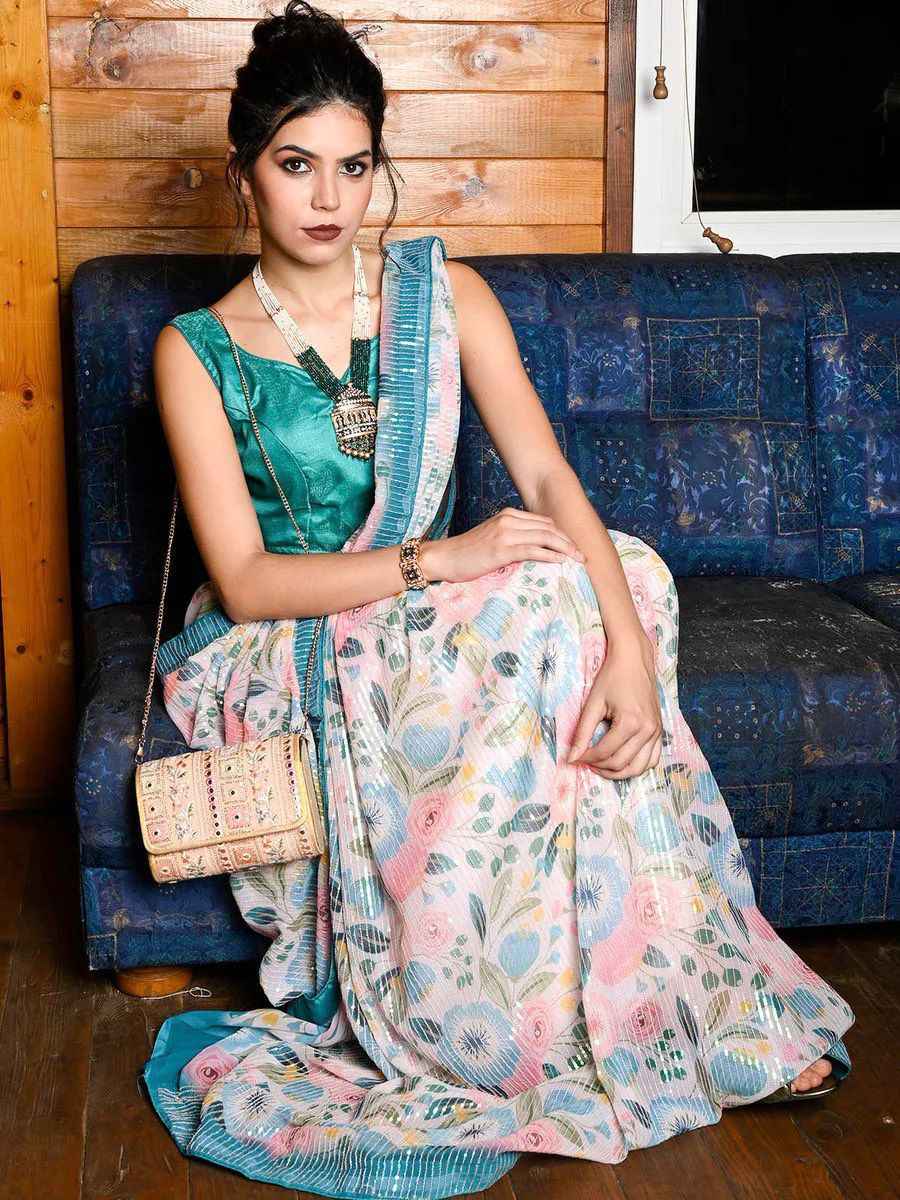 HEAVY GEORGETTE SEQUANCE EMBROIDERY WORK SAREE AT WHOLESALE PRICE