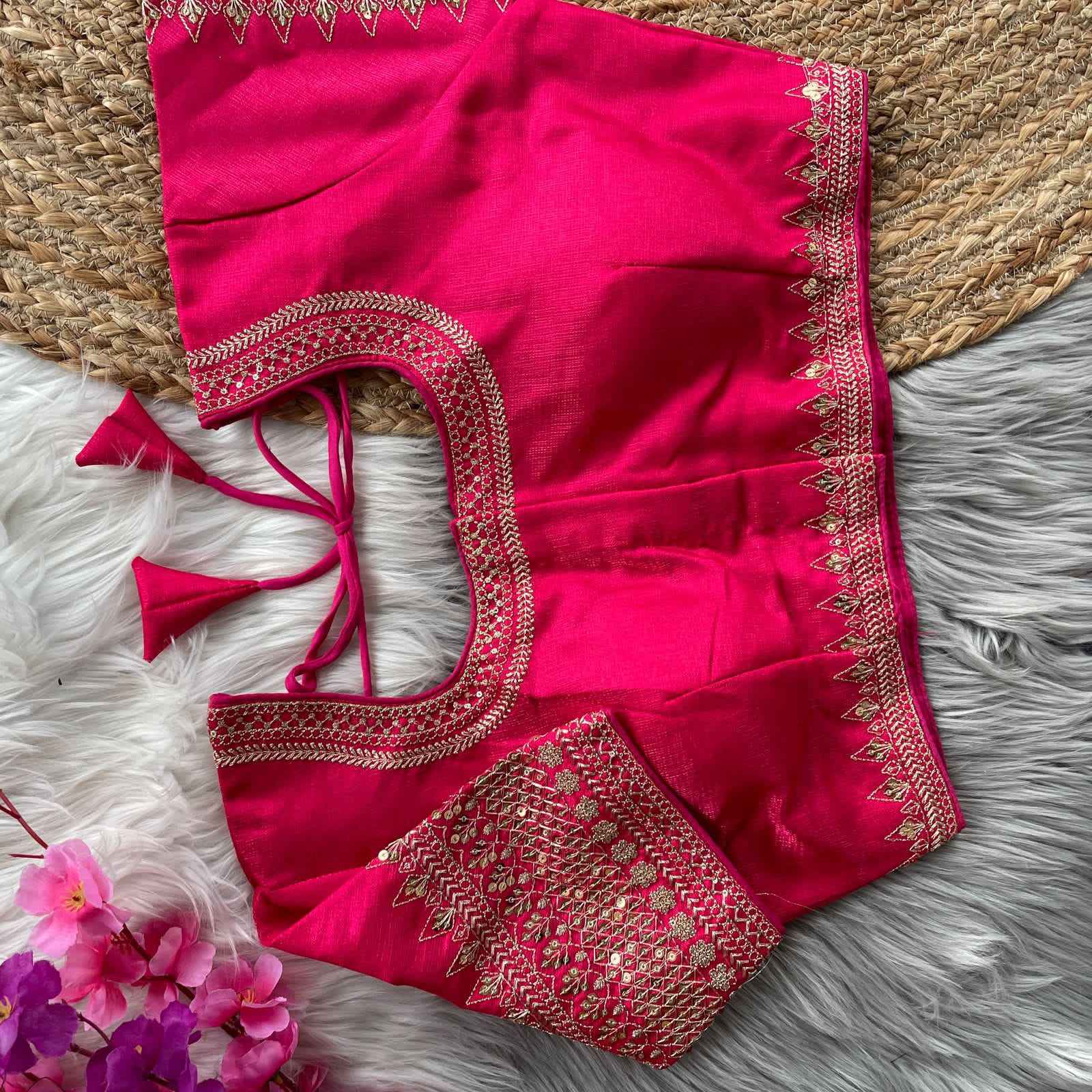 HEAVY MILAN SILK HEAVY EMBROIDERY WORK BRIDAL DESGINE BLOUSE AT WHOLESALE PRICE