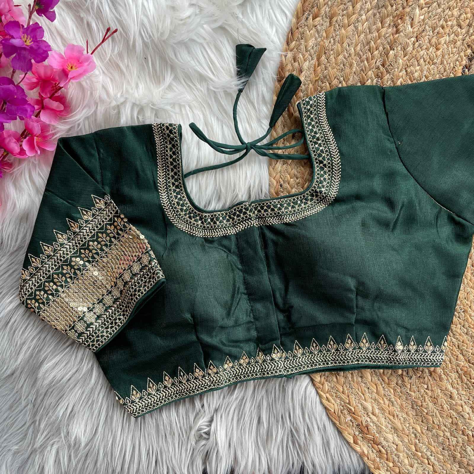 HEAVY MILAN SILK HEAVY EMBROIDERY WORK BRIDAL DESGINE BLOUSE AT WHOLESALE PRICE