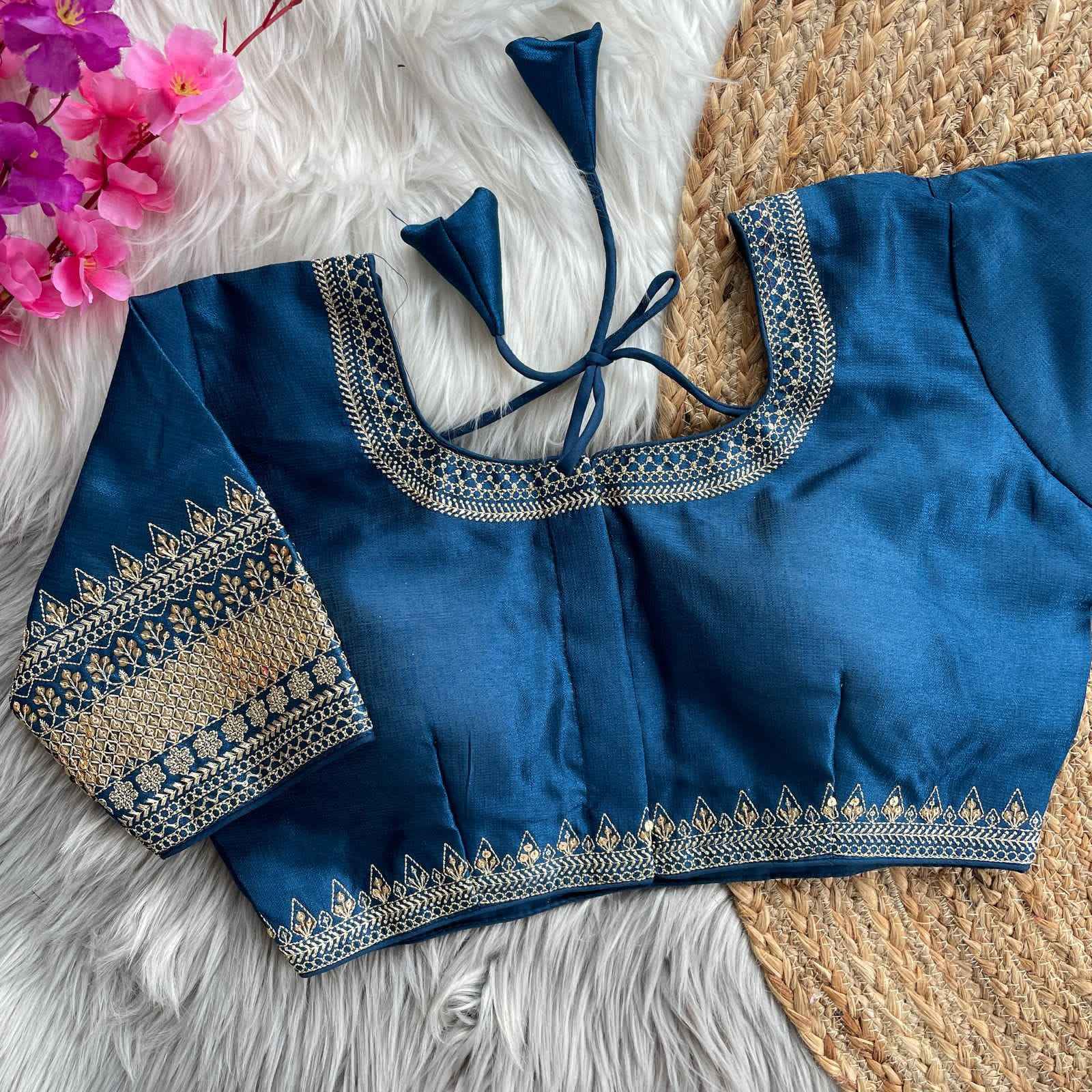 HEAVY MILAN SILK HEAVY EMBROIDERY WORK BRIDAL DESGINE BLOUSE AT WHOLESALE PRICE