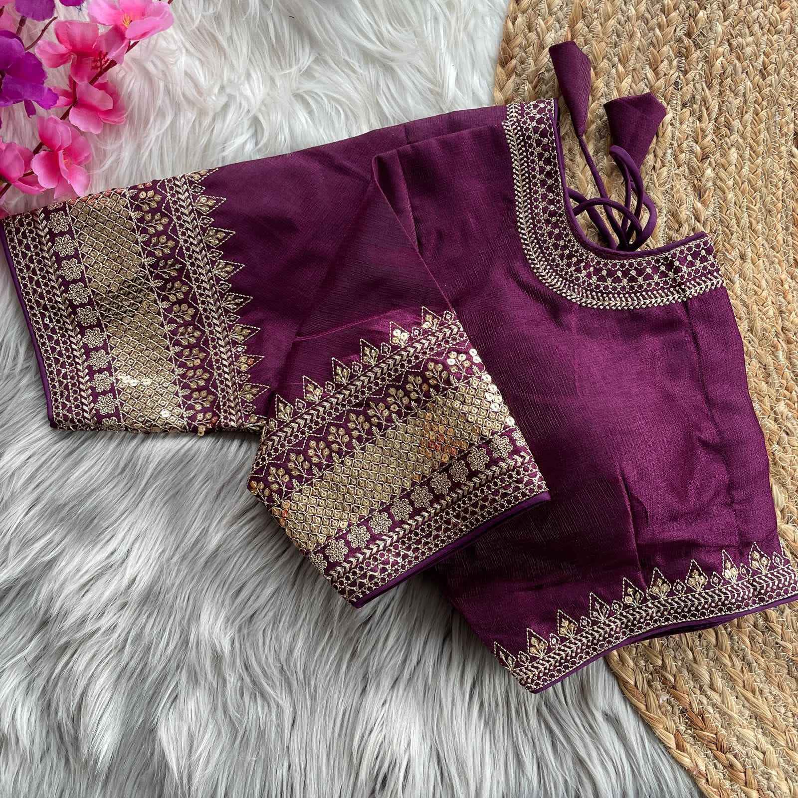 HEAVY MILAN SILK HEAVY EMBROIDERY WORK BRIDAL DESGINE BLOUSE AT WHOLESALE PRICE