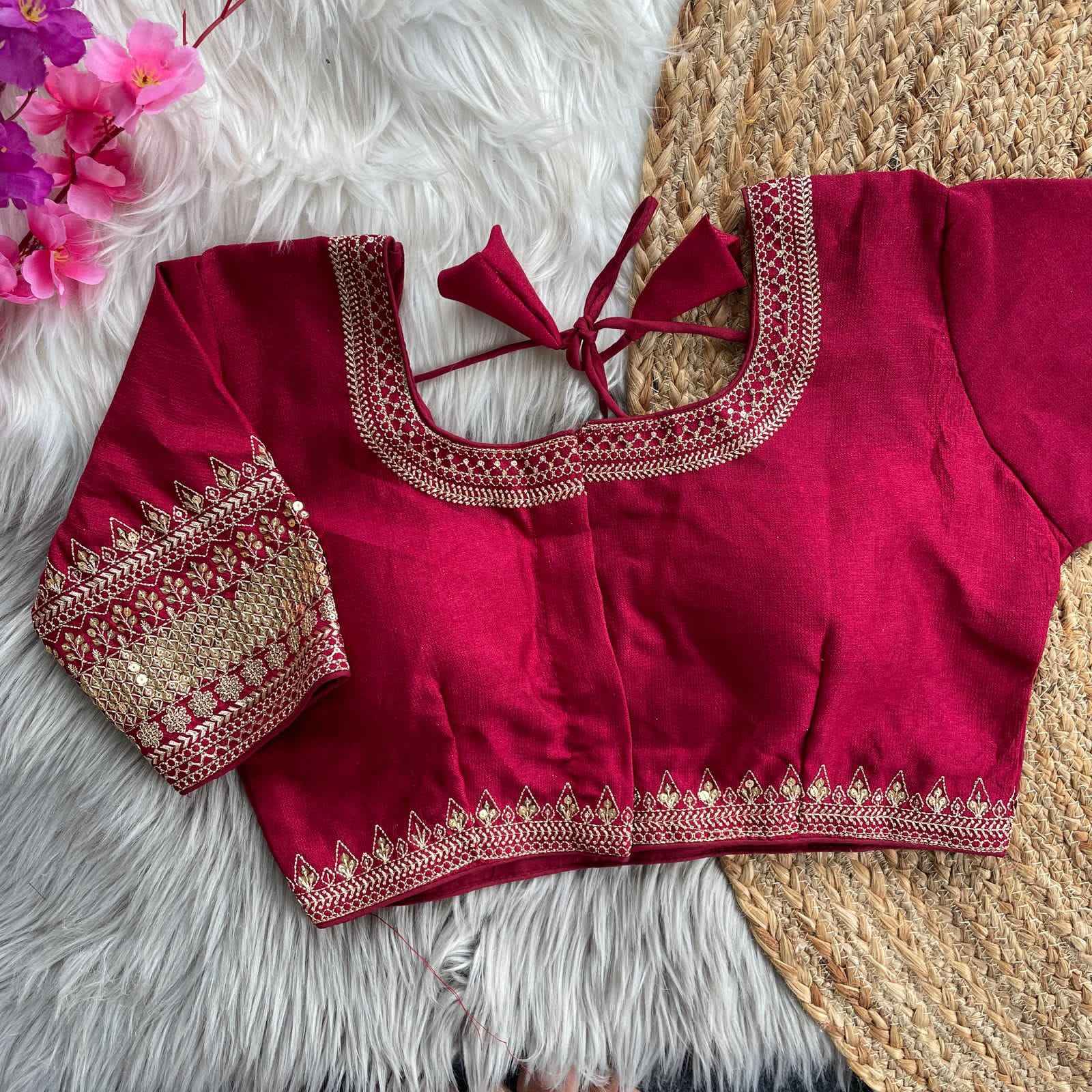 HEAVY MILAN SILK HEAVY EMBROIDERY WORK BRIDAL DESGINE BLOUSE AT WHOLESALE PRICE