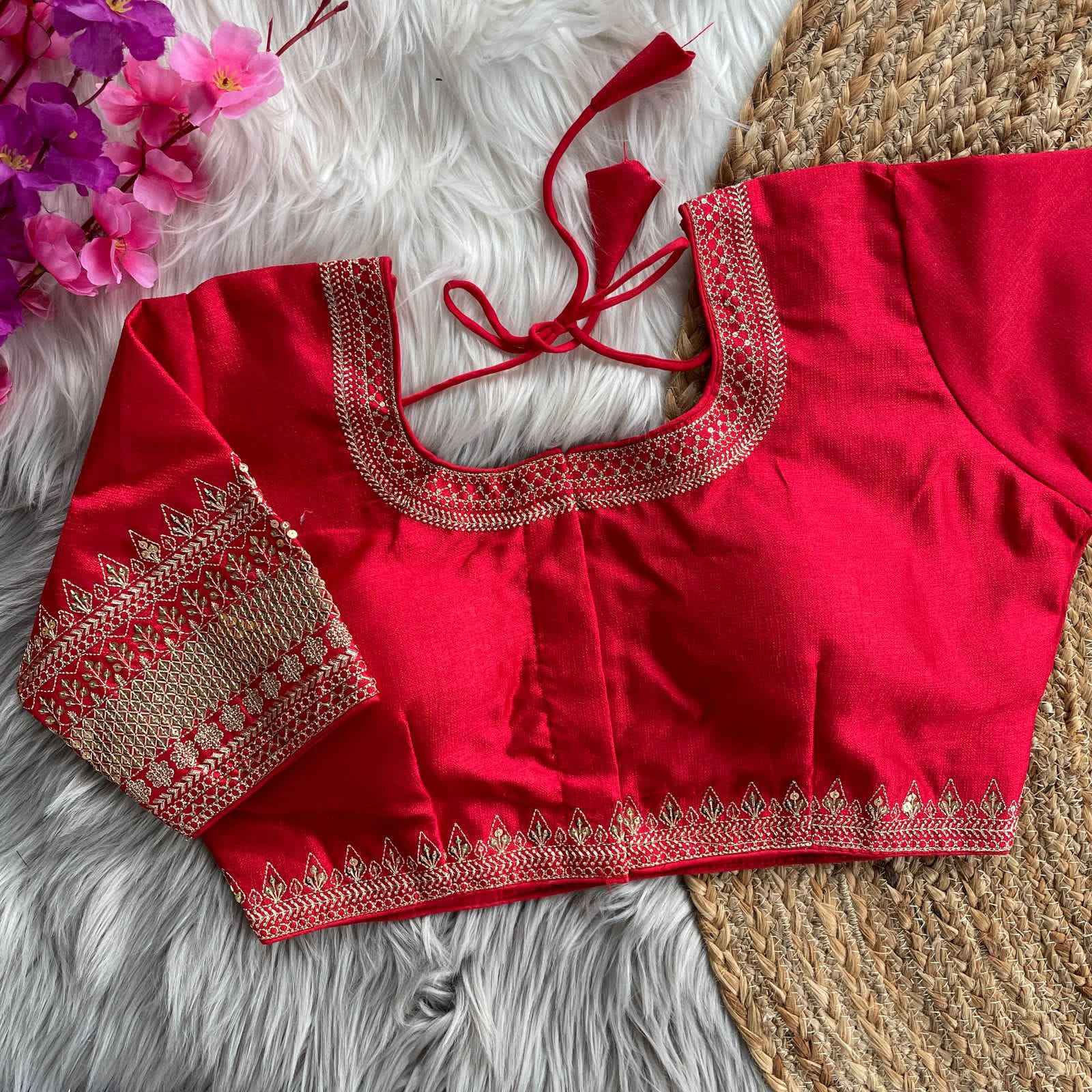 HEAVY MILAN SILK HEAVY EMBROIDERY WORK BRIDAL DESGINE BLOUSE AT WHOLESALE PRICE