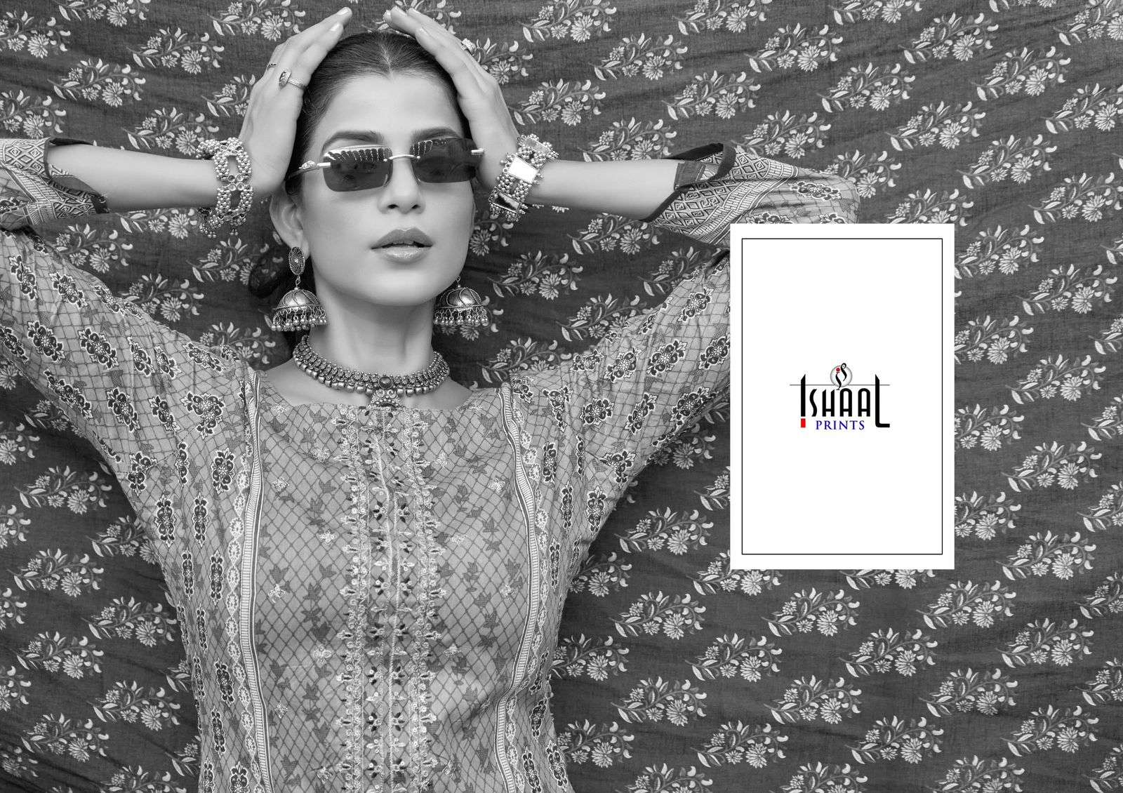 ISHAAL EMBROIDERED VOL-15 PURE LAWN EMBROIDERED DRESS MATERIAL AT WHOLESALE PRICE