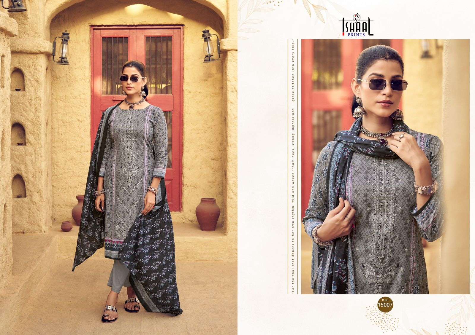 ISHAAL EMBROIDERED VOL-15 PURE LAWN EMBROIDERED DRESS MATERIAL AT WHOLESALE PRICE