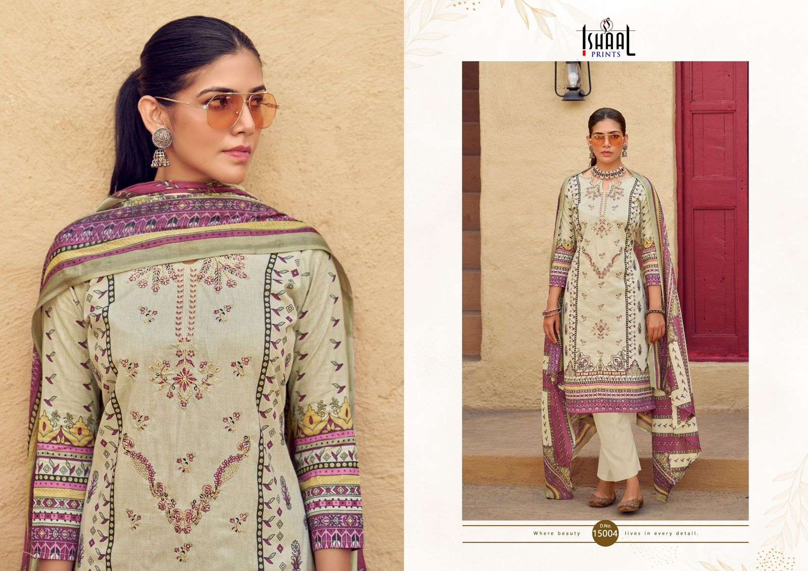 ISHAAL EMBROIDERED VOL-15 PURE LAWN EMBROIDERED DRESS MATERIAL AT WHOLESALE PRICE